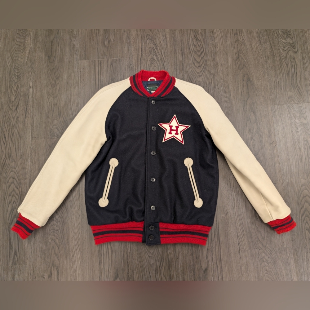 Classic Black and Cream Varsity Bomber Jacket